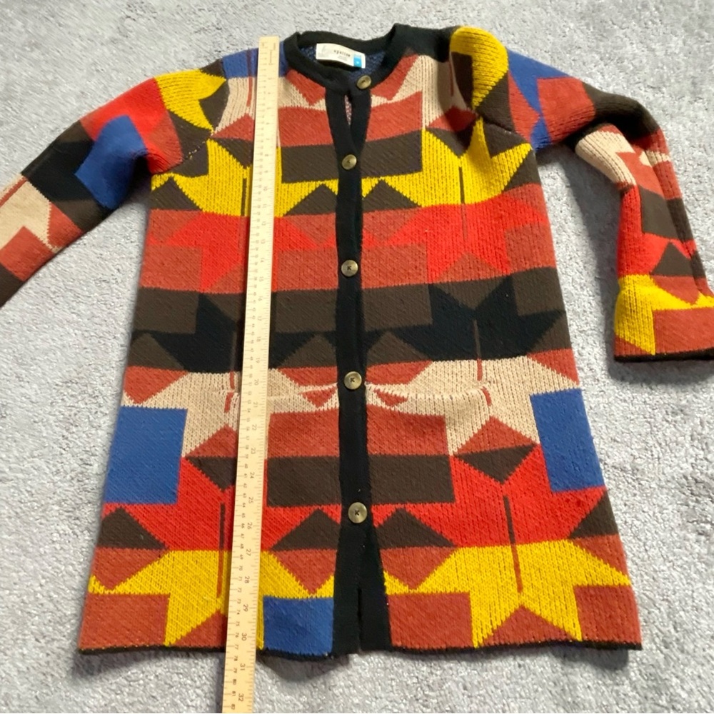 Sparrow Anthro Multicolor Geometric Lodestar Wool Cardigan Sweater Medium - Picture 3 of 9
